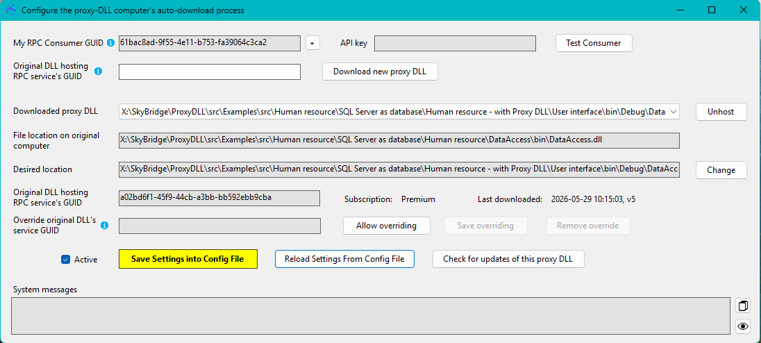 Proxy DLL Manager UI on the proxy-DLL computer